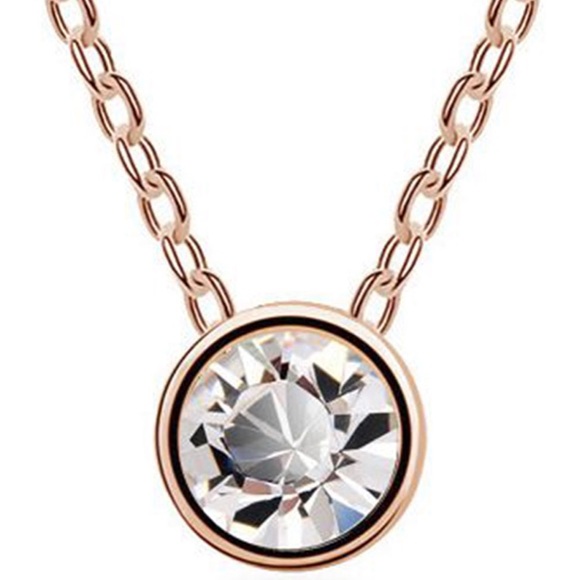 XCrystal Jewelry - 18k gold plated round classic necklace